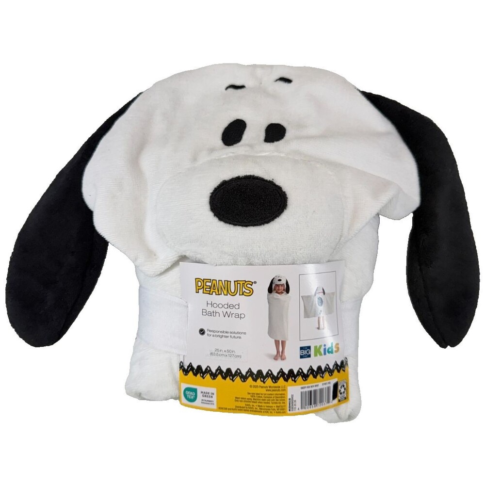 Peanuts Snoopy Kids Hooded Bath Wrap Towel White 25x50" New The Big One Kohl's